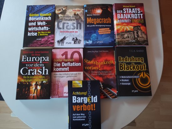 9 Bücher Staatsbankrott, Bargeldverbot, Crash, Blackout, Deflation