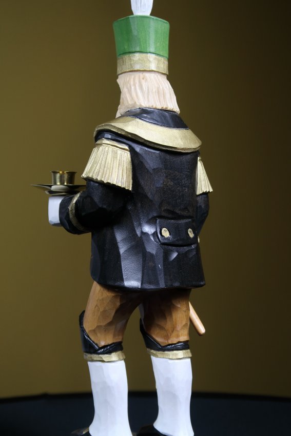 Holzfigur Bergmann klein (Riesengebirge), handgeschnitzt und handbemalt aus Lindenholz, 34cm